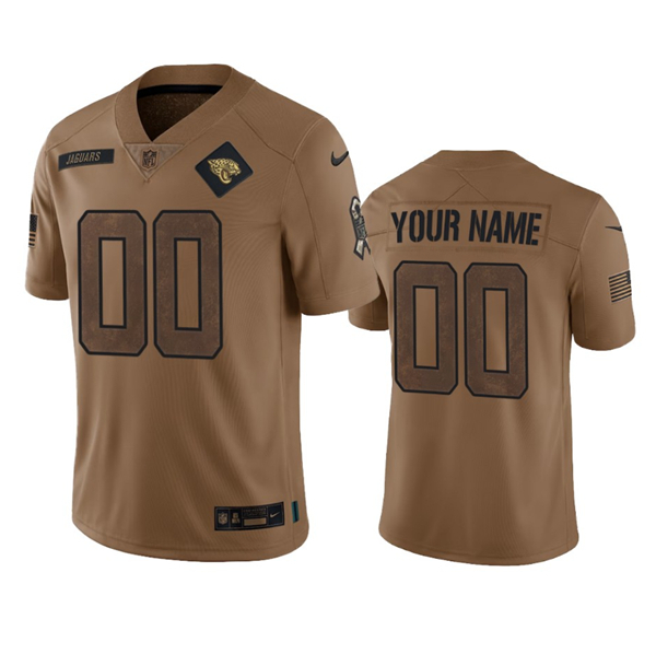 Men%27s Jacksonville Jaguars Active Player Custom 2023 Brown Salute To Service Limited Football Stitched Jersey->customized nfl jersey->Custom Jersey